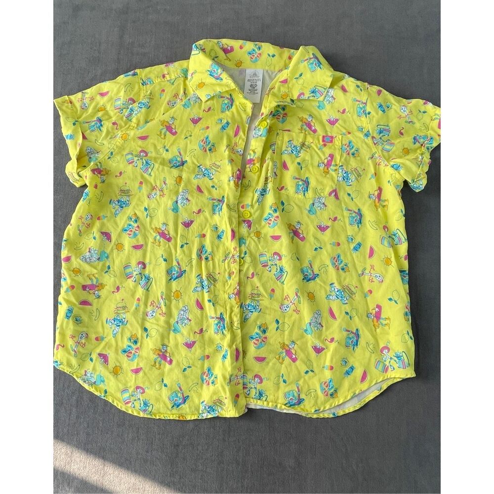 Disney Toy Story Button Down Shirt | Women’s XL | Yellow Buzz Woody Summer Print - Picture 1 of 8